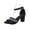 Black, variant on Red Fashion Women Solid Color Round Open Toe High Heel Sandals Rhinestones Accent Adjustable Buckle Breathable Flocked Upper