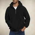 thumbnail image 2 of XIAOCHA Mens Hoodies Winter Warm Long Sleeves Pullover Half Zip Up Hoodie Loose Fit Kangaroo Pocket Solid Color Hooded Sweatshirt Black, 2 of 6