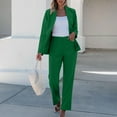 thumbnail image 6 of ZQUUVOU 2 Piece Outfits for Women Blazer Jackets Straight Leg Pants Suits Set Dressy Business Casual Outfits with Pocket Lining Green, 6 of 8