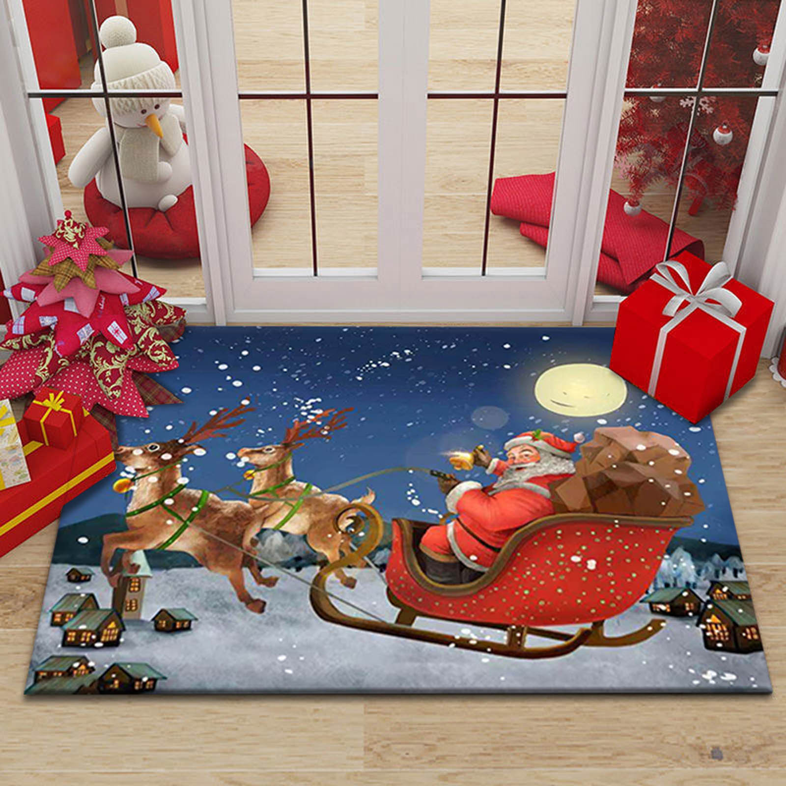Snorda Christmas Decorative Doormat Non Slip Indoor Outdoor Front Door  Bathroom Entrance Mats Rugs Carpet