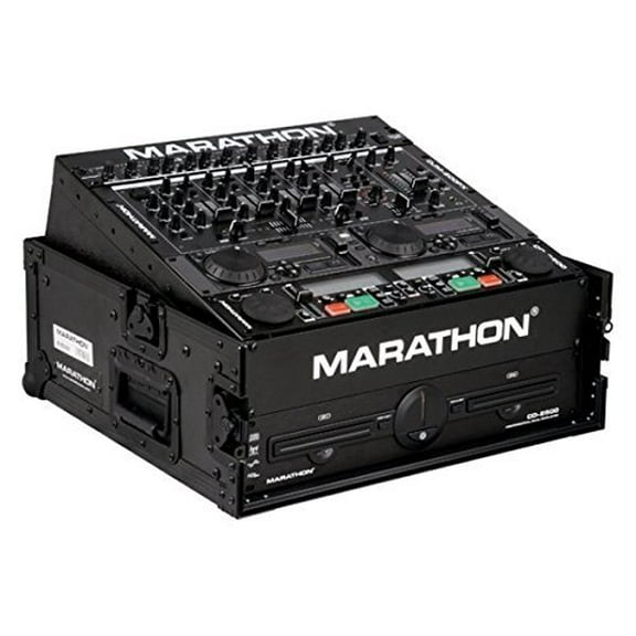 Flight Road Blk Series Case Ma-m2ublk Combo Case 10u Slant Mixer Rack/2u Vertical Rack System with Full Ac Door Two Detachable Solid Covers with 18 1/4" Mountable Depth Marathon TBHM2U