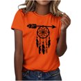 thumbnail image 1 of Dadaria Hauts Femme Chemise Orange Manches Courtes T-Shirt Col Rond Attrape-Rêves d'Été Chandail Blouses 2TG, 1 of 6