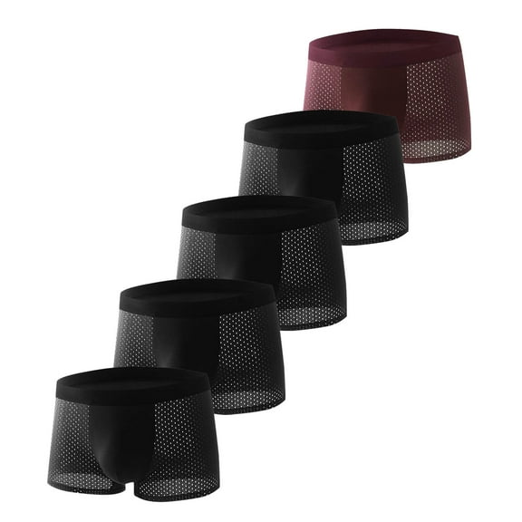 OGLCCG 5 Pack Men's Boxer Briefs Stretchy Moisture-Wicking Underwear with Pouch Solid Color Soft Seamless Breathable Tagless Underwear