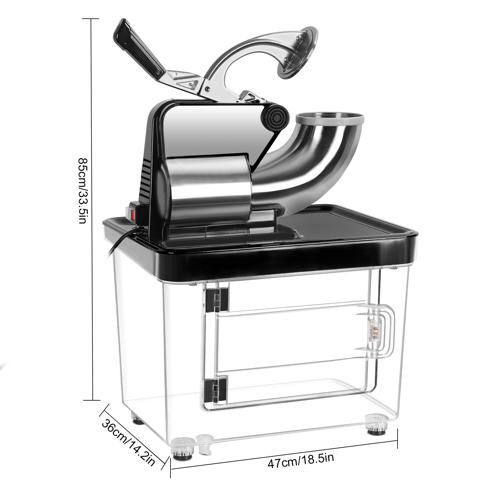 Ltoshu 350W Commercial Ice Crusher (110V) - 300kgs/h High-Speed Shaved Ice Machine with Dual Blades, Stainless Steel Body & Waterproof Switch for Family/Restaurants/Bars (US Plug)