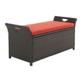 thumbnail image 2 of Iwicker Outdoor Patio Wicker Furniture Storage Bench Deck Box with Cushions, Rust Red, 2 of 8