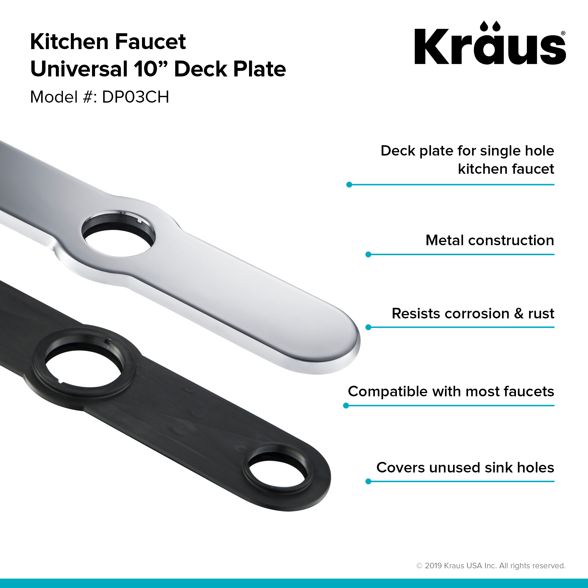 Deck Plate for Kitchen Faucet in Chrome