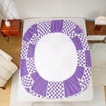 thumbnail image 5 of jejeloiu Modern Geometric Geometric Bed Sheets,Minimalist Buffalo Checkered King Sheets,Purple White Grid Sheet Set For Teens,Luxury Bedroom Decor,4-Piece, 5 of 7