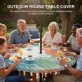 thumbnail image 3 of Round Outdoor Tablecloth with Umbrella Hole and Zipper, Orange Green Blue Palm Leaves Tablecloth with Elastic Waterproof, Summer Tropical Botanical Patio Table Covers for 36" - 44" Pool Tables, 3 of 9