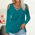 thumbnail image 2 of Diufon Plus Size Long Sleeve Tops for Women off Shoulder Pullover Tops Cross Hollow-Out V Neck Tunics, 2 of 4