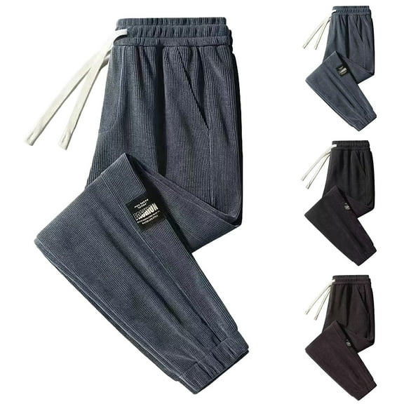 ZZwxWA Men's Pants Men's Corduroy Drawstring Elastic Waist Loose Sports Pants Casual Trousers Sweatpants for Men up to 45% Off