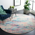 thumbnail image 2 of SAFAVIEH Sequoia Santos Abstract Machine Washable Area Rug, 6'7" x 6'7" Round, Blue/Orange, 2 of 8