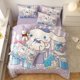thumbnail image 1 of Sanrio Cinnamoroll Kuromi Pochacco Pompom Purin dibujos animados creativos espesado leche terciopelo sábana y funda de edredón juego de tres piezas, 1 of 5