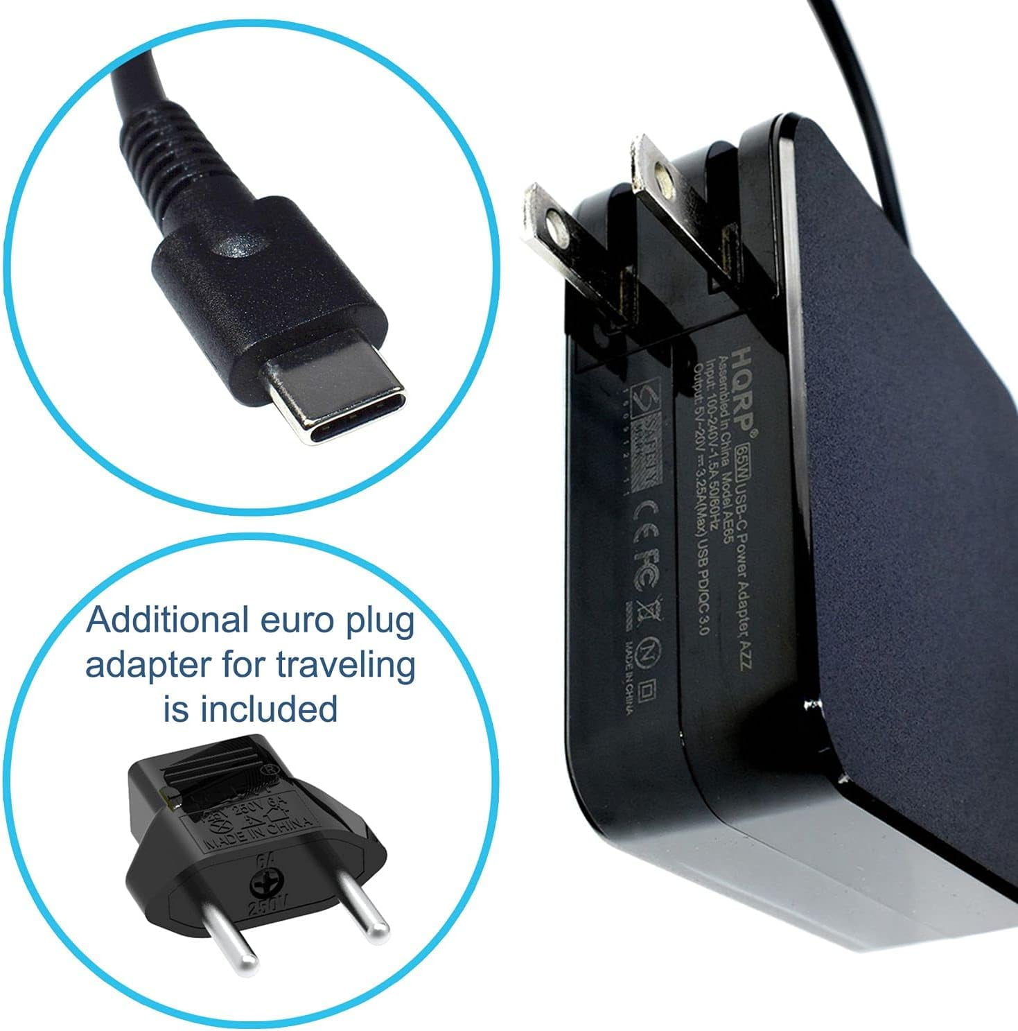 HQRP AC Adapter Charger compatible with Google Pixel, Pixel XL, Pixel 3A, Pixel C Tablet PC, USB-C Cable Power Supply Cord