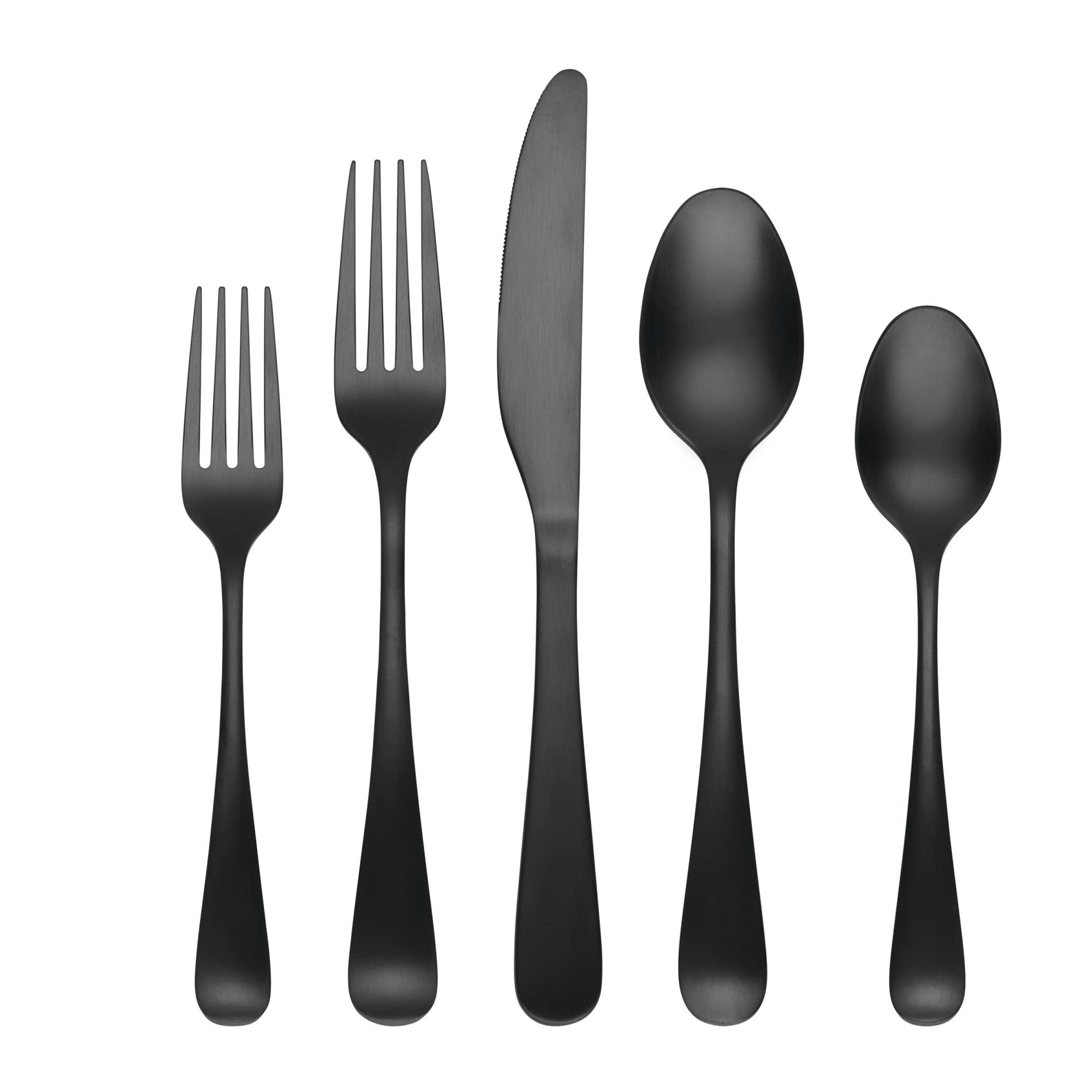 Rhiannon Black Satin 45-Piece Flatware Set