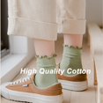 thumbnail image 6 of Ruffle Socks Woman, White Crew Cute Frilly Ankle Lettuce Dress Socks for Women Girls Turn-Cuff  5Pairs, 6 of 7