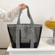 thumbnail image 1 of Bolso tote de malla transparente para mujer | Bolso de hombro de nailon con aberturas | Bolso de viaje y compras de gran capacidad | Negro (S, M, L), 1 of 7