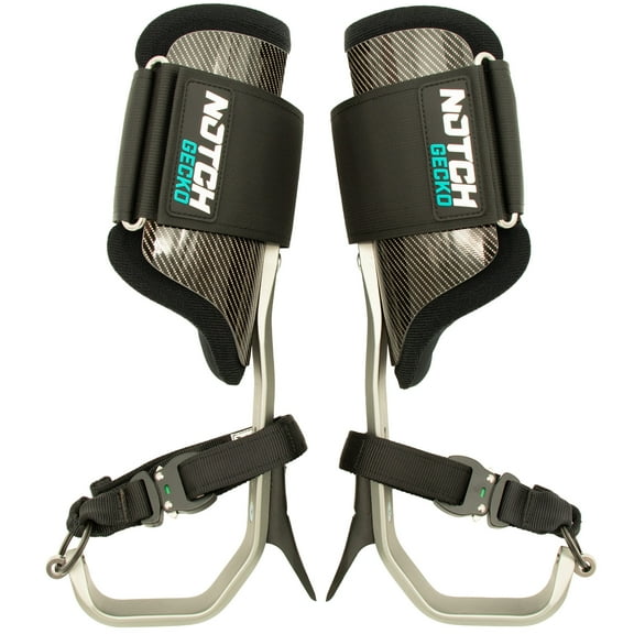 Notch Gecko Aluminum 3.0 Climbers Tree and Pole Gaffs, Quick Connect Straps, Reinforced Fiberglass Cuffs, Lightweight 5.3 lbs. Total Weight Limit: 350 lbs. Meets ASTM F887 (100080)