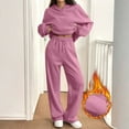 thumbnail image 5 of Women's Casual 2 Piece Hoodie Sweatsuit Set Wide Leg Sweatpants Lounge Track Outfit Watermelon Red XL, 5 of 7