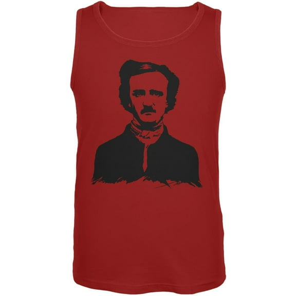 Halloween Edgar Allen Poe Red Adult Tank Top - 2X-Large