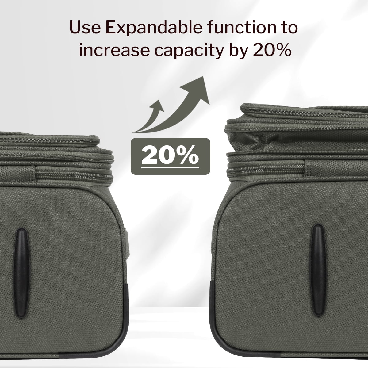 3-Piece Softside Luggage Set Expandable Suitcase with TSA Lock and Front Opening, 20"/26"/30", Grey - 8809