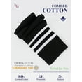 thumbnail image 5 of HUGH UGOLI Women Cotton Knee High Socks with 3 Stripes, Long Dress School Uniform Socks for Girls, Boot Socks, Shoe Size 8-11, Black, 4 Pairs, 5 of 5