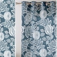 thumbnail image 2 of Vargottam Blue Fruits Print Sheer Georgette Curtains for French Doors & Balcony - 2 Panels, 96" Long, Light Filtering, Grommet Top Printed Drapes for Living Room or Lounge, 2 of 9