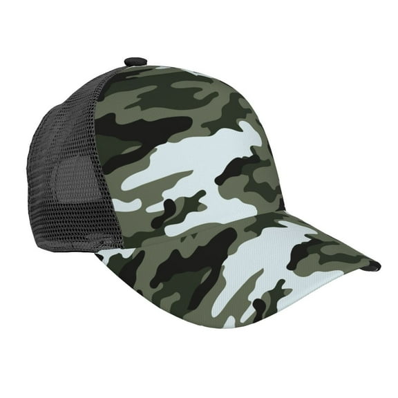Curved Trucker Hat Gray Camouflage Print Adjustable Mesh Back Baseball Snapback Cap For Men