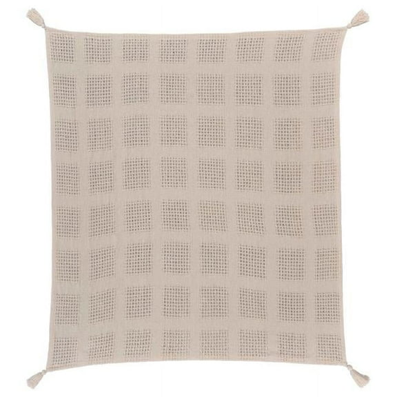 0.2 x 50 x 60 in. Cream Cotton Woven Solid Color Throw Blanket