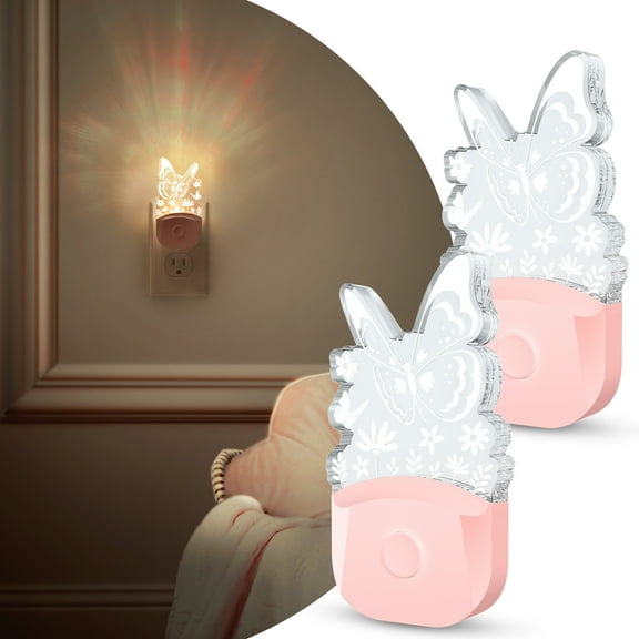 Pink Butterfly Multicolor LED Plug In Night Light with Color Changing