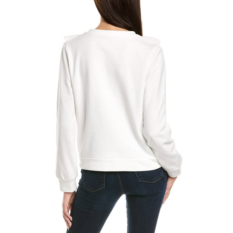 Lea Viola womens Ruffle Sweatshirt XS White
