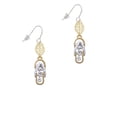 thumbnail image 2 of Delight Jewelry Goldtone White Open Plumeria Flip Flop Goldtone Leaf French Earrings, 2 of 4