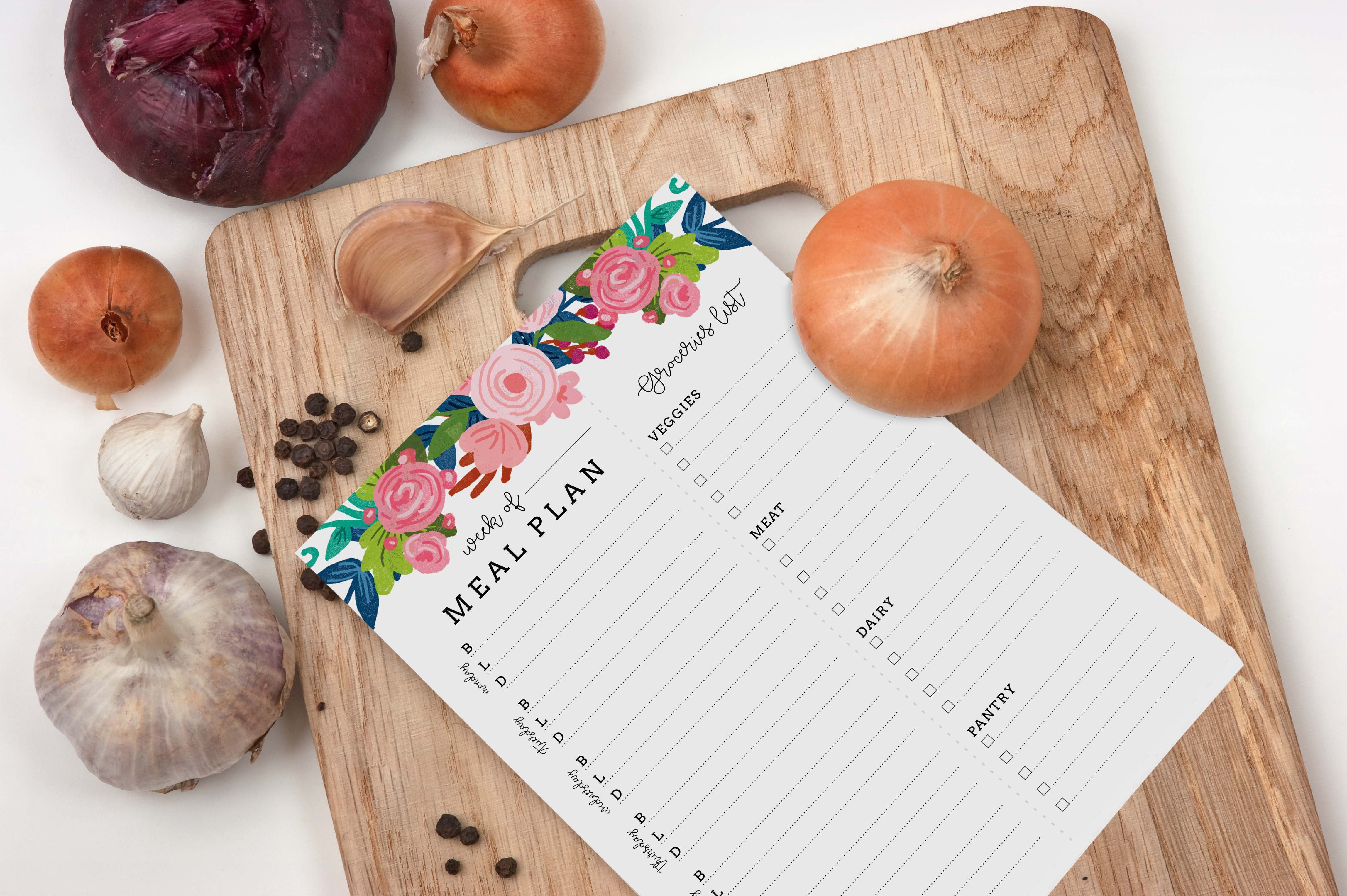 Inkdotpot Weekly Meal Planner Notepad 7"x10 , "Week Van Het Maaltijdplan" Magnetic Meal Planning Pad with Tear Off Grocery Shopping List for Fridge- Kitchen & Home - 54 Sheets -VJ