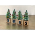 thumbnail image 4 of Xmas Block Set Bottle Brush Trees W Ornaments Small Tabletop Centerpiece Desk Shelf Mantel Fireplace Christmas Ornaments Decoration 5" H, 4 of 7