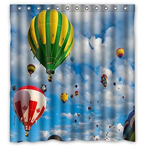 HelloDecor Colorful Hot Air Balloon Shower Curtain Polyester Fabric