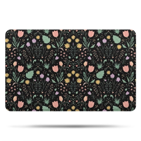 Pioneer Flower Floral Print Pattern Bathroom Rugs Mat, Non Slip Microfiber Bathroom Rug with Rubber Backing, Soft Mats for Bathroom Floor Tub Shower, 20"x32"