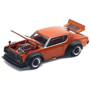 Skyline GT-R V8 Drift Kenmeri RHD (Right Hand Drive) Orange Metallic 1/64 Die Cast Model Car by Pop Race