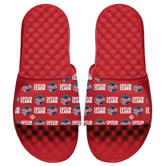 Youth ISlide Caitlin Clark Red Indiana Fever 2024 WNBA Draft Team Pattern Slide Sandals