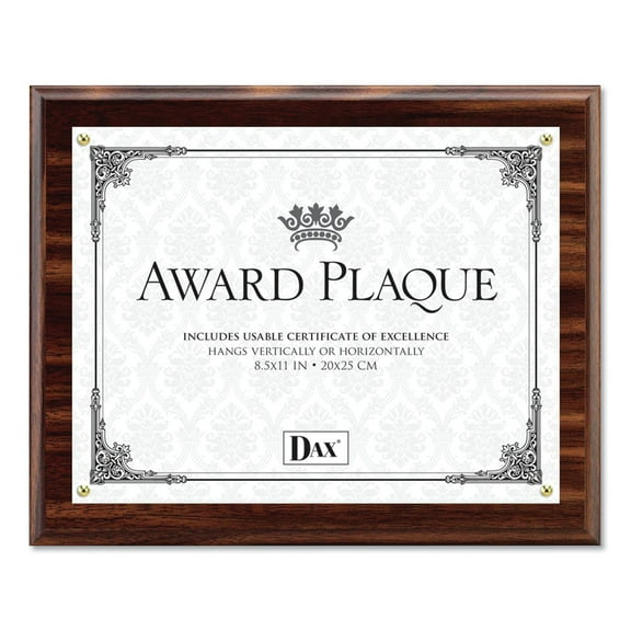 DAX Award Plaque 8.5x11 Walnut Document Frame, Wood/Acrylic