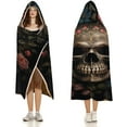 thumbnail image 3 of Hooded Blanket Skull and Rose Wearable Blanket Cape Halloween Blanket Soft Fleece Throw Blanket with Hood for Womens, 3 of 6
