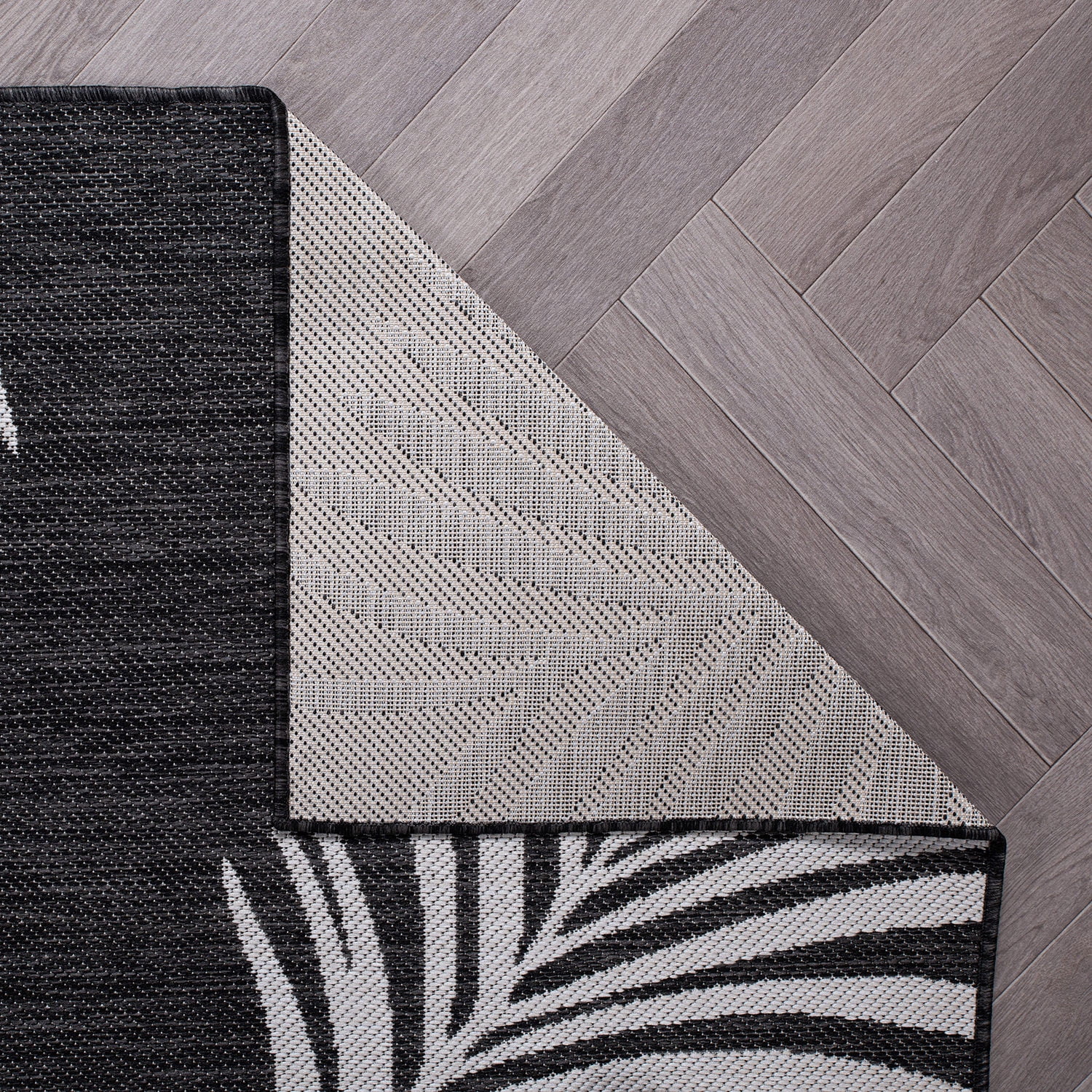 World Rug Gallery Contemporary Palm Leaves Textured Flat Weave Indoor/Outdoor Area Rug - BLACK 2'x7'