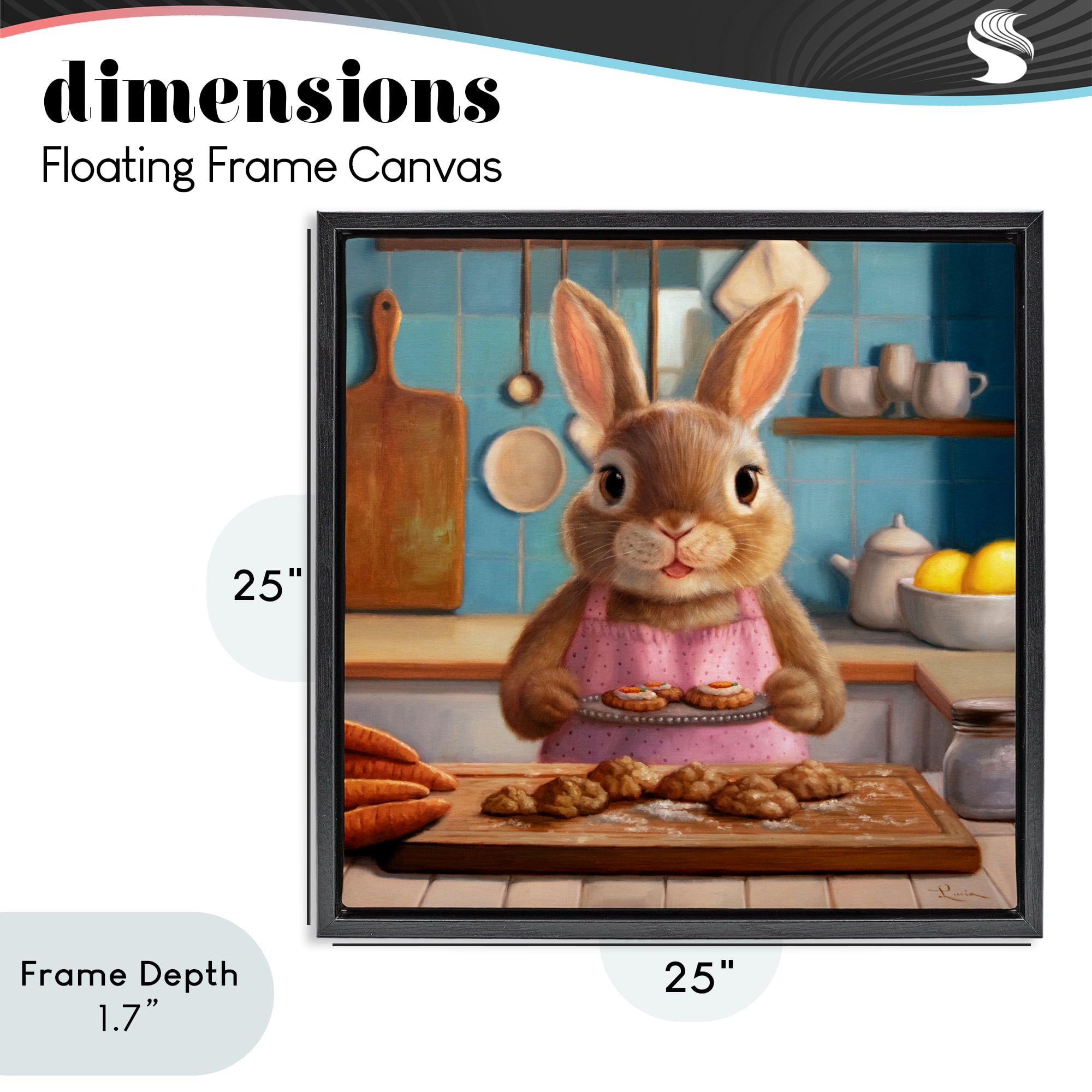 Stupell Industries Mrs. Bunny Bakewell Black Framed Floater Canvas Wall Art, design by Lucia Heffernan