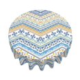 thumbnail image 3 of ZICANCN Round Table Cloths 60 Inch, Bohemian Mosaic Herringbone Table Cover Waterproof Washable Outdoor Picnic Tablecloth, 3 of 8