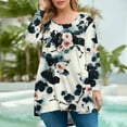 thumbnail image 2 of Xyxonk Plus Size Tops for Women 4x-5x Fall Crew Neck Shirts Floral Print T-Shirt Long Sleeve Tee Shirt Tops Dressy Casual Womens Clothing Black 5XL, 2 of 5