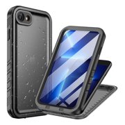 PlusAcc for iPhone SE 3rd 2022/iPhone SE 2nd 2020/iPhone 7/8 Waterproof Shockproof Case - Built in Screen Protector Black