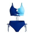 thumbnail image 4 of DHFJKG Bikini Sets For Women 2 Piece Swimsuits Hallow Out Ruched Bathing Suit With High Rise Briefs Bottoms Trendy Beachwear, 4 of 4