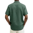 thumbnail image 3 of Men'S Short-Sleeved Shirt Casual Cotton And Linen Tops Spring And Summer Loose Single-Breasted Solid Color Multi-Color Lapel Button Shirts for Men, 3 of 3