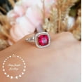 thumbnail image 3 of Cushion cut halo design genuine lab grown ruby engagement ring, July birthstone promise ring,, 3 of 4