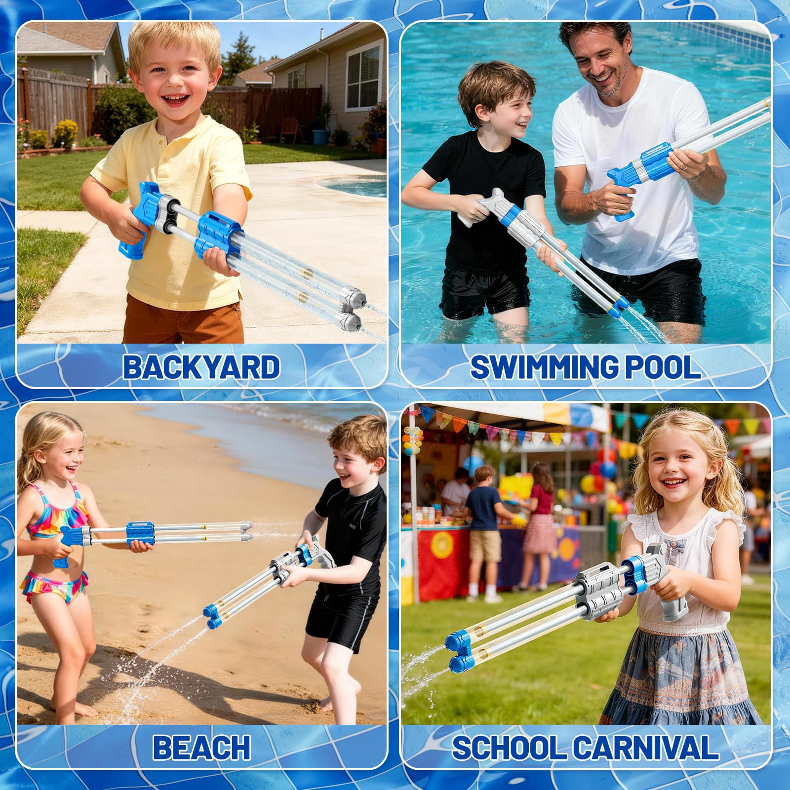 4 Packs Double-nozzles Water Blaster Toys For Outdoor Summer Play