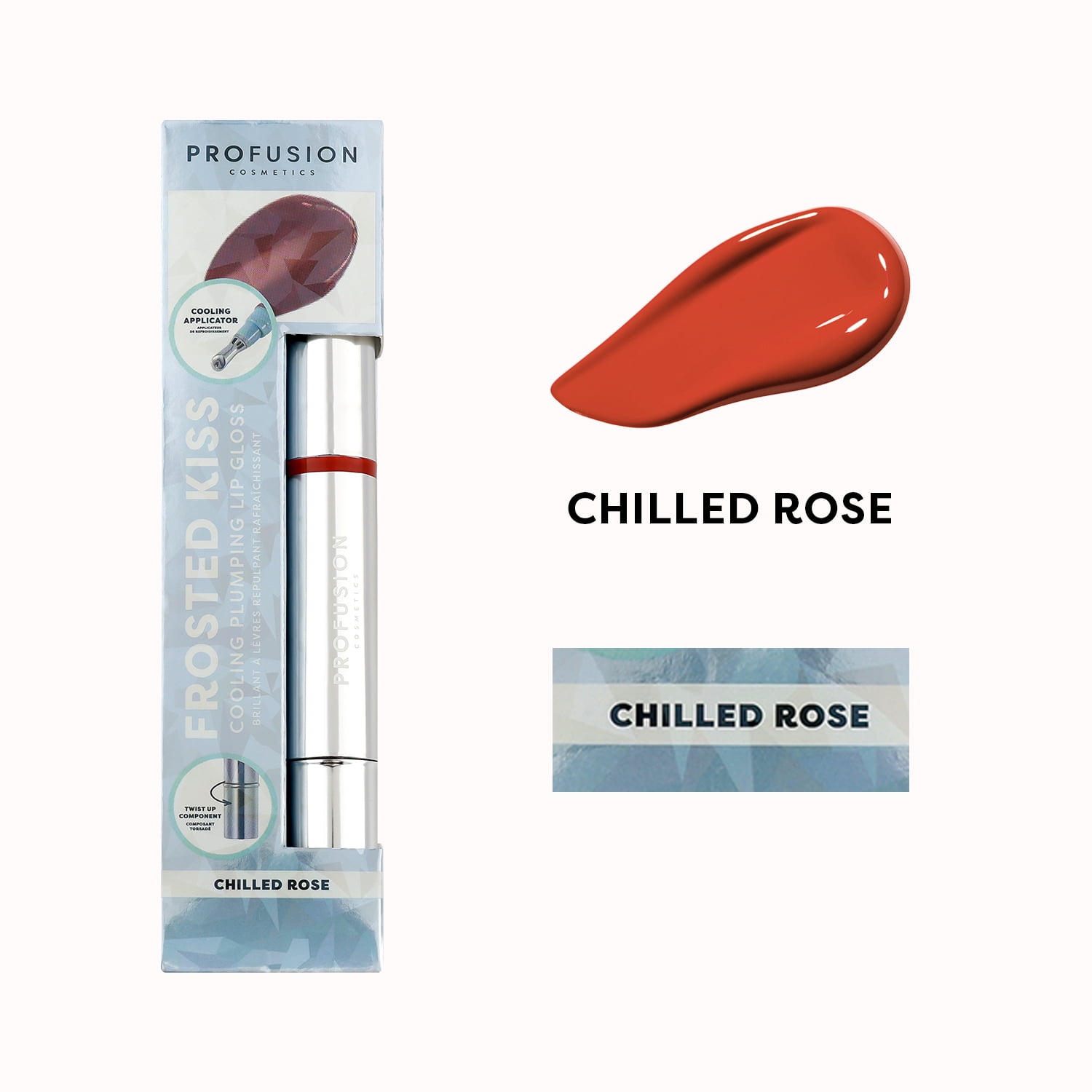 Profusion Cosmetics Frosted Kiss Cooling Plumping Lip Gloss - Chilled rose