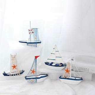 Set of 6 Wooden Crafts to Paint, Boat Ship Sailboat Hanging Ornaments  Unfinished
